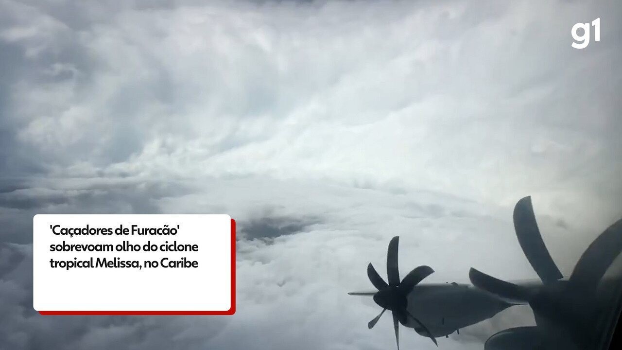 VÍDEO mostra olho do furacão Melissa, que atinge categoria 5 e ameaça Caribe; 'foi a turbulência mais intensa que já enfrentei', diz cientista