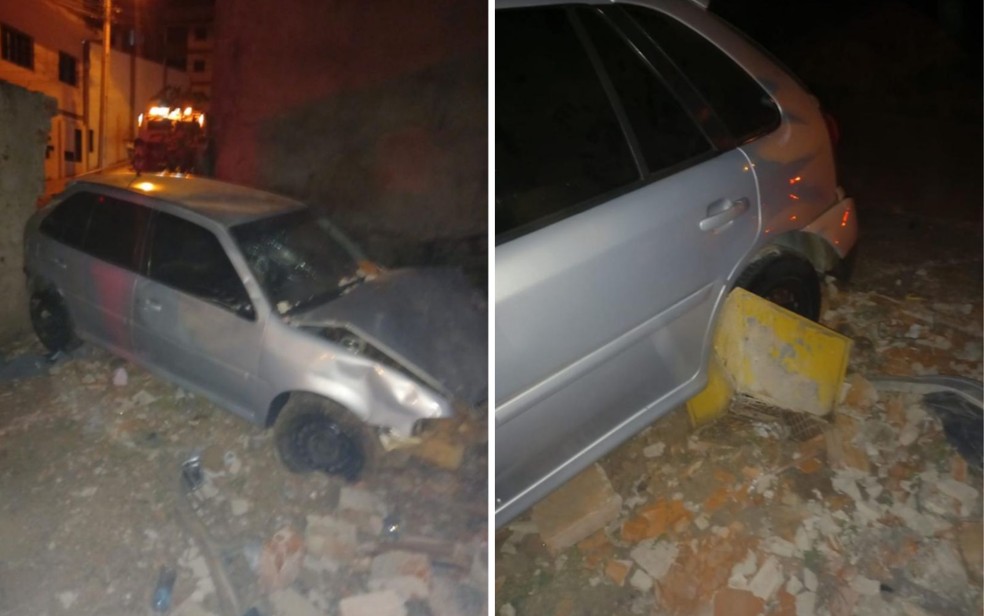 Motorista atropela duas mulheres em calçada, derruba muro de casa e foge em seguida, em Anápolis — Foto: Reprodução/TV Anhanguera