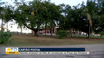 Visitantes reclamam da falta de manutenção na Praça dos Girassóis