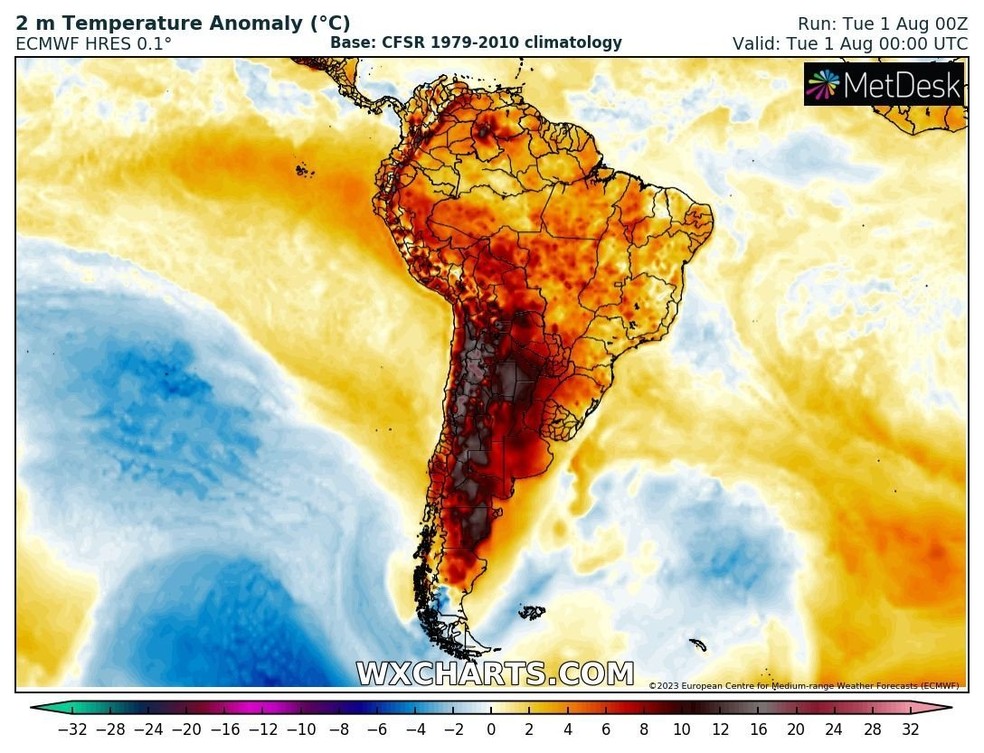 Chile registra 38,9°C nos Andes durante o inverno em meio à onda