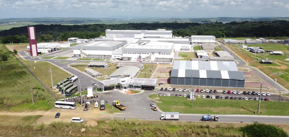Imagem aérea da fábrica da Hembrás, no município de Goiana (PE) — Foto: Reprodução/g1