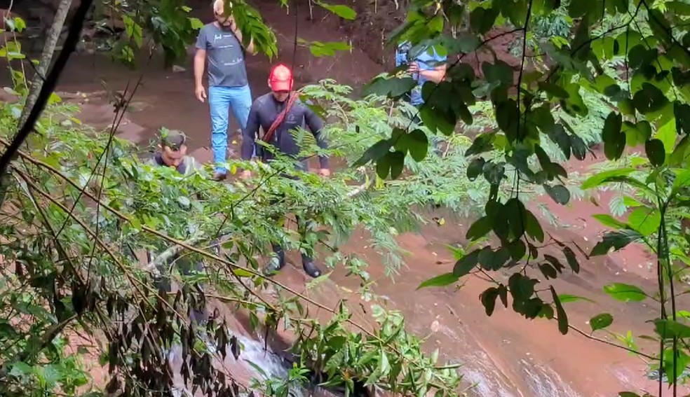 Três jovens morrem após cabeça d'água atingir cachoeira em Paranavaí, dizem bombeiros; uma está desaparecida — Foto: Eduardo Ortiz