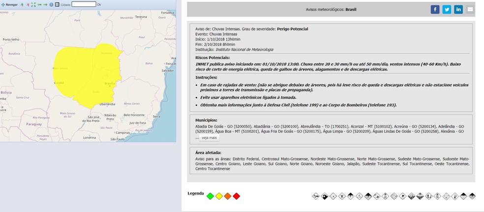 Chuva: Inmet emite alerta para DF e 21 dos 26 estados brasileiros