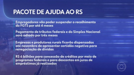 Governo Federal anuncia pacote de ajuda ao RS de mais de 50 bilhões de reais - Programa: Jornal da Globo 