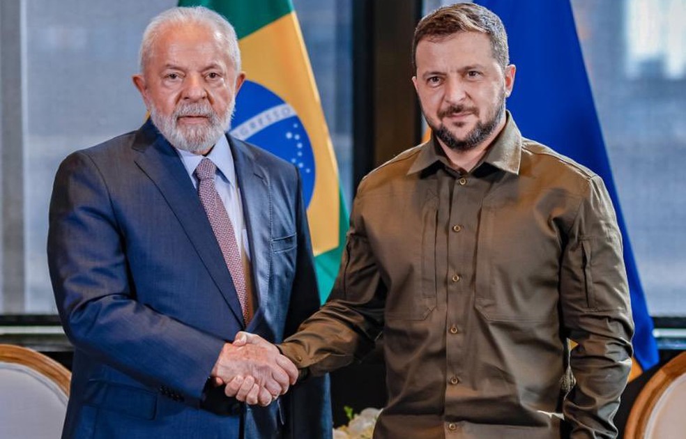 Encontro entre Lula e Zelensky, em Nova York, em 20 de setembro de 2023. — Foto: Ricardo Stuckert/Planalto