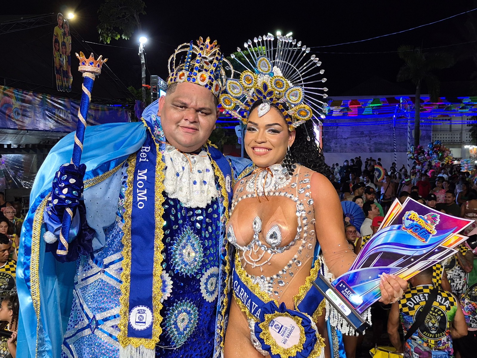 Rei Momo e Rainha do Carnaval 2026 são escolhidos na primeira noite de folia em Rio Branco