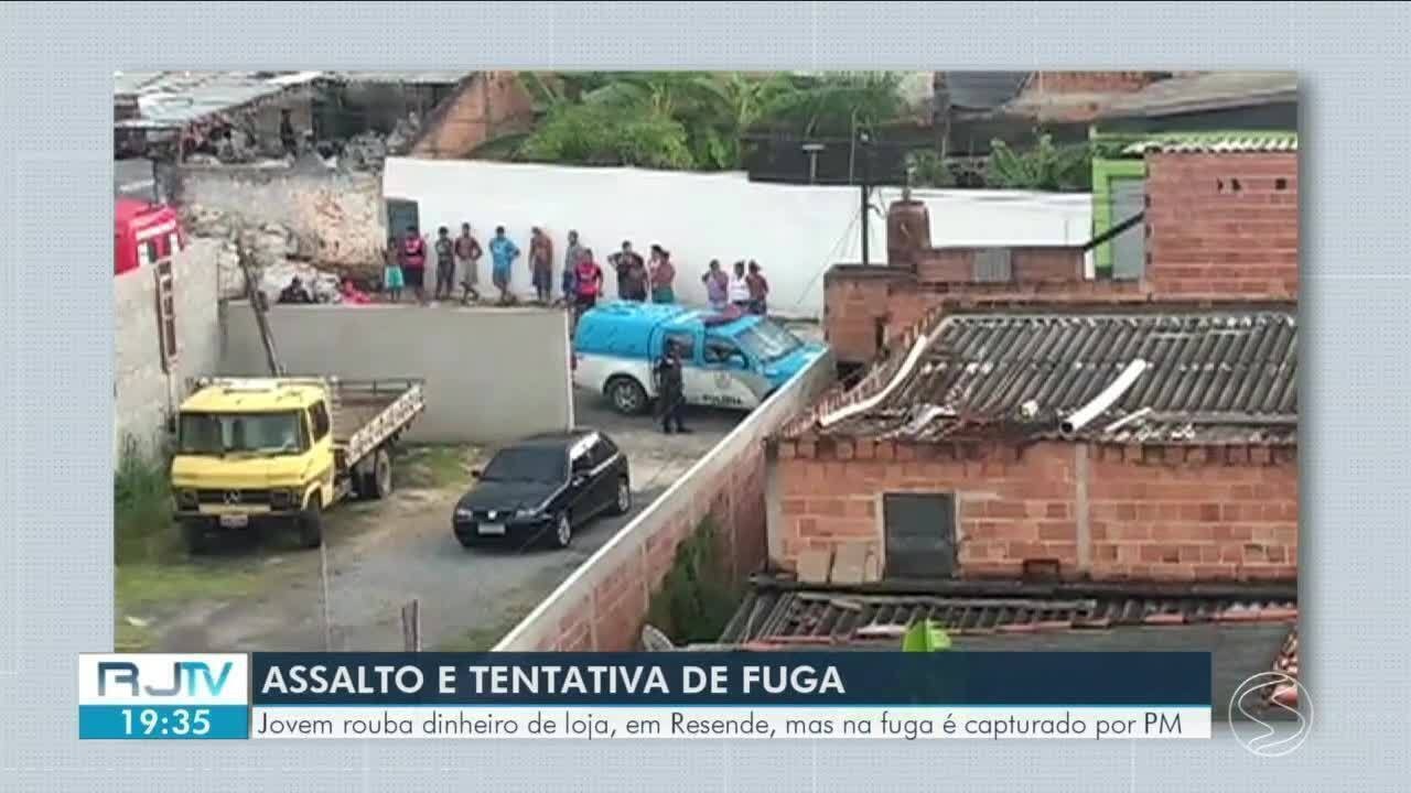 Jovem é preso após assaltar loja de materiais de construção em Resende | G1