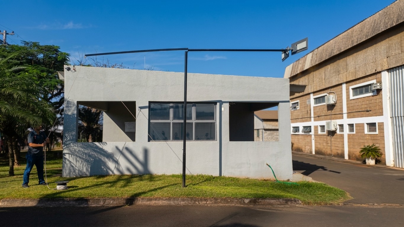 Poste reclinável com energia solar reduz custos e dispensa rede elétrica em cidades e fazendas