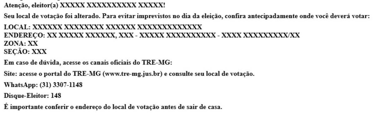 TRE-MG está mandando mensagens por WhatsApp para informar sobre mudanças de local de votação