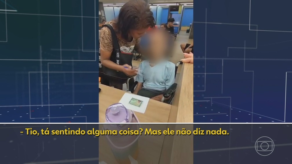 Mulher insiste em falar com o tio, que estava morto, ao ser questionada por funcionárias de banco — Foto: JN