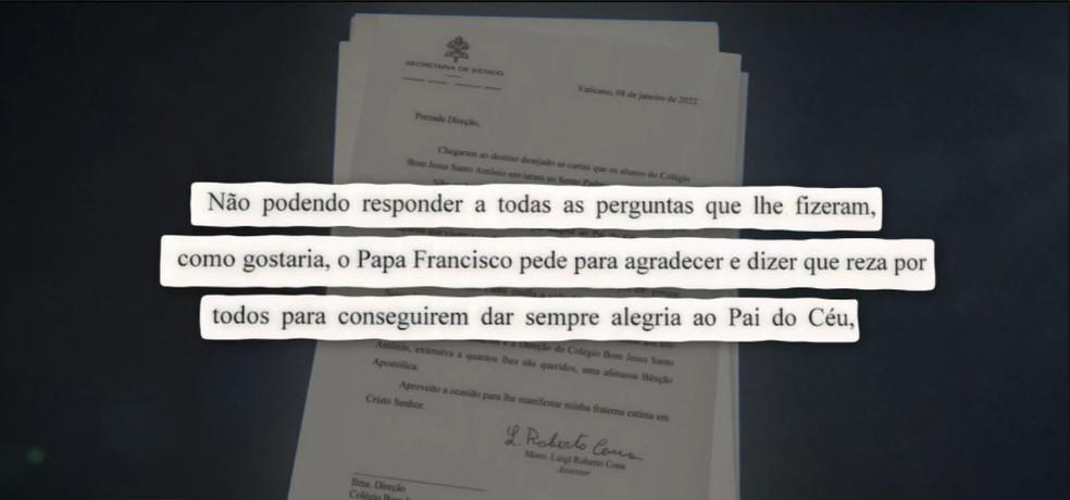 Papa Francisco responde cartas de estudantes de escola de SC: 'A gente fez  com todo o amor e carinho', diz aluna, Santa Catarina
