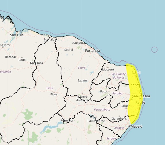 ‘Perigo potencial’: Inmet emite comunicado de acumulado de chuva para 17 municípios do interior de Pernambuco