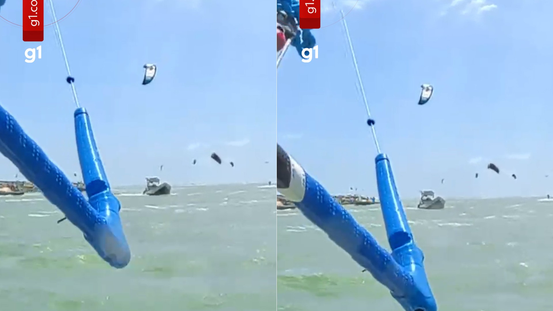 Kitesurfista fica ferido após bater em embarcação durante manobra em praia Raposa