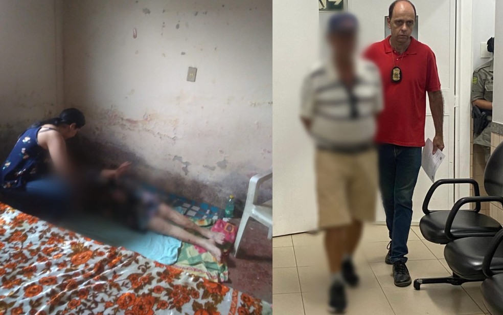Idosa foi encontrada dormindo no chão, somente com um lençol; filho foi preso em flagrante por suspeita de tortura — Foto: Divulgação/Polícia Civil