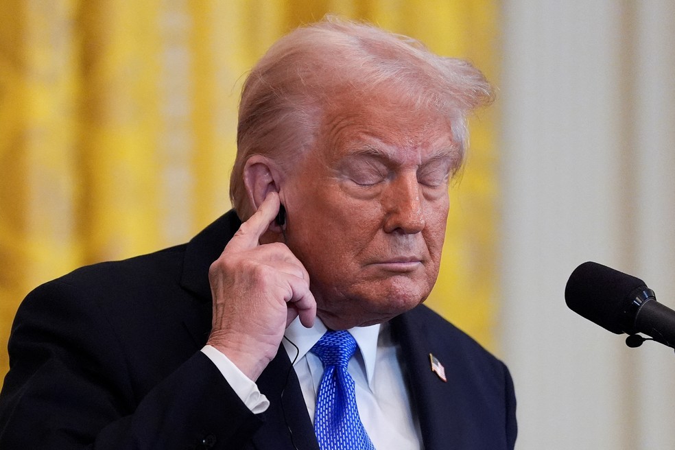 Donald Trump durante coletiva de imprensa na Casa Branca, em 7 de fevereiro de 2025 — Foto: REUTERS/Kent Nishimura