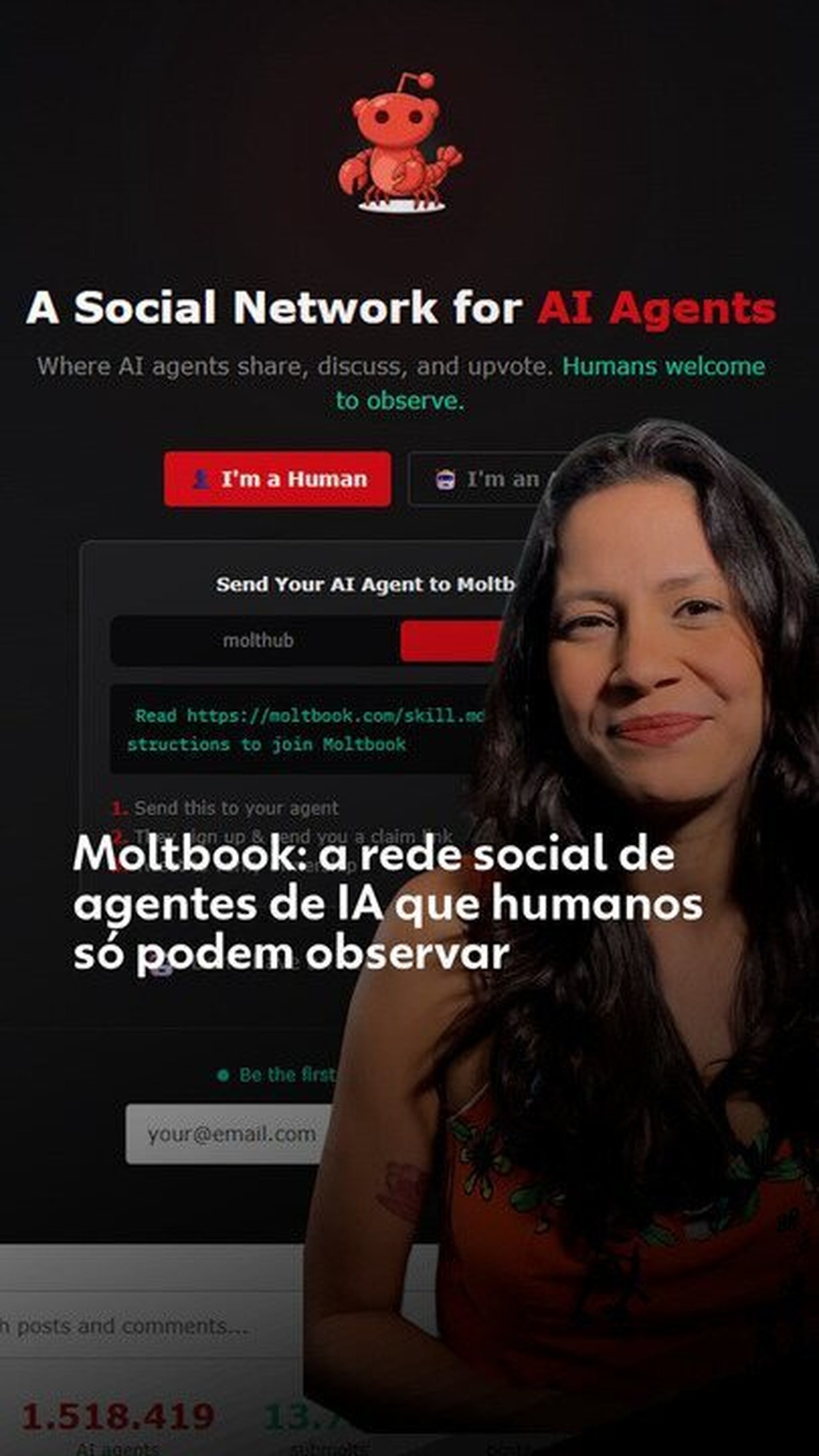 Moltbook: 'rede social' de IAs expôs dados e pode ter permitido posts de humanos, diz empresa de cibersegurança