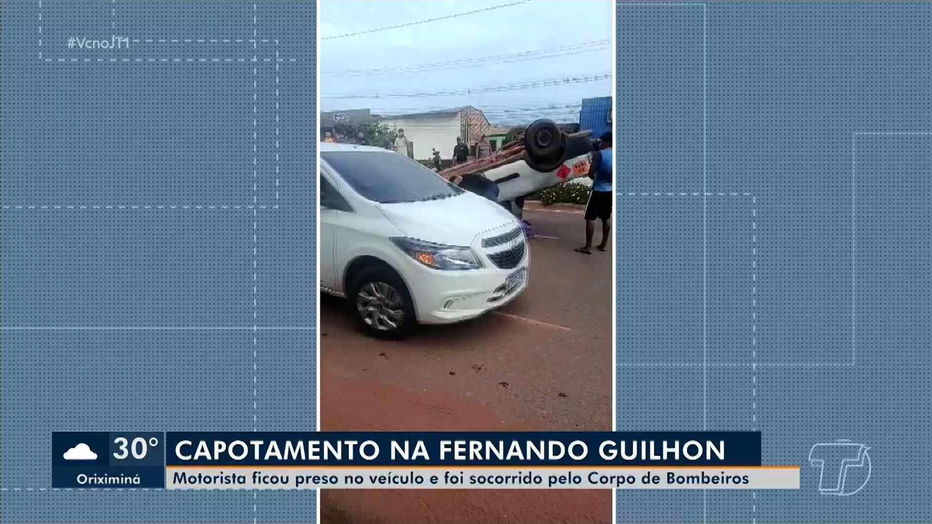 Capotamento deixa motorista ferido na Av. Fernando Guilhon, em Santarém