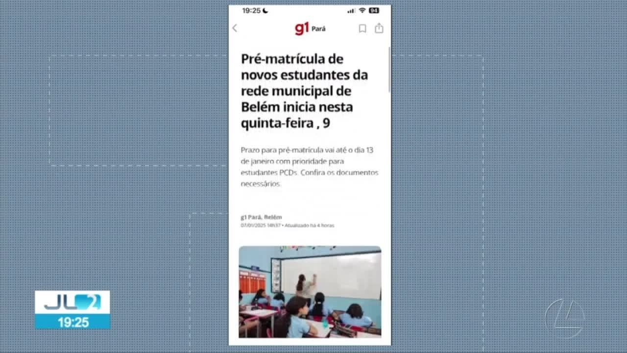 Pré-matrícula de novos estudantes da rede municipal de Belém inicia ...
