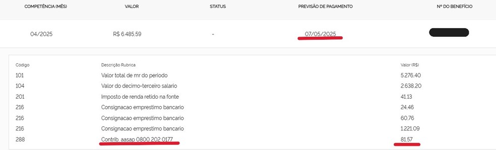 Aposentado com desconto de entidade previsto para esta quarta, 7 de maio — Foto: Reprodução