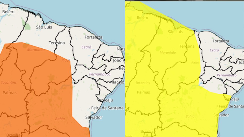 Alertas de chuvas no Piauí — Foto: Inmet