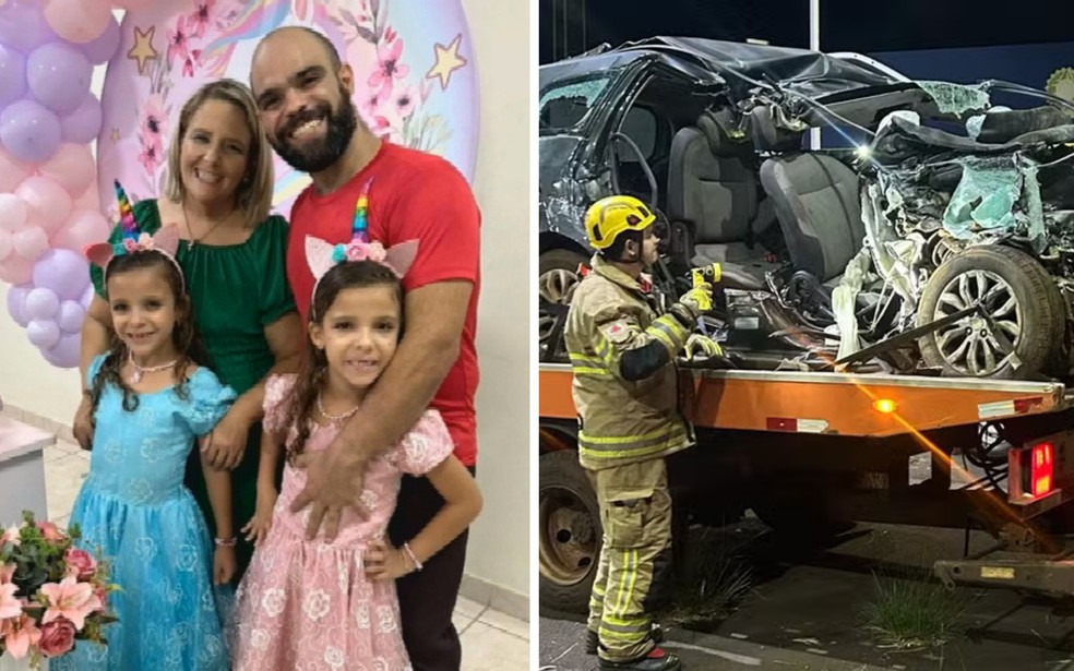 Famlia de Aparecida de Goinia morre em acidente em Minas Gerais  Foto: Reproduo/TV Anhanguera e Divulgao/Corpo de Bombeiros