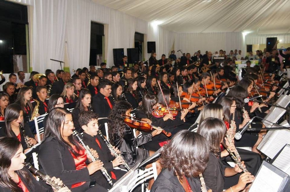 Encontro de bandas e orquestras ocorre em Vicente Pires. — Foto: Reprodução/ENBO