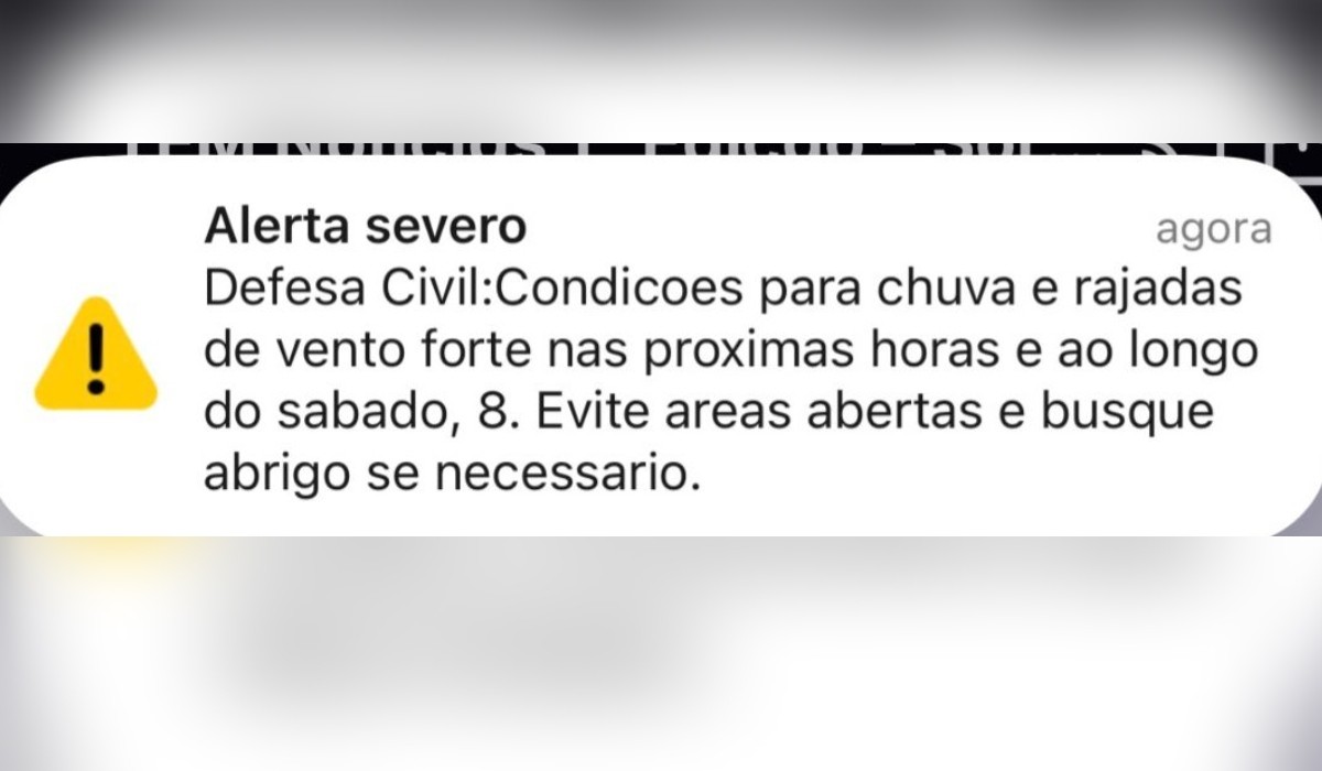 Defesa Civil emite alerta severo para chuva forte e rajadas de vento nas regiões de Itapetininga e Sorocaba