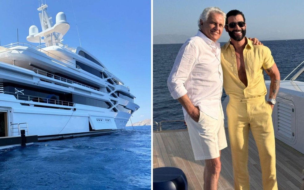 Ronaldo Caiado e Gusttavo Lima em iate na Grécia - Goiás — Foto: Reprodução/Redes Sociais