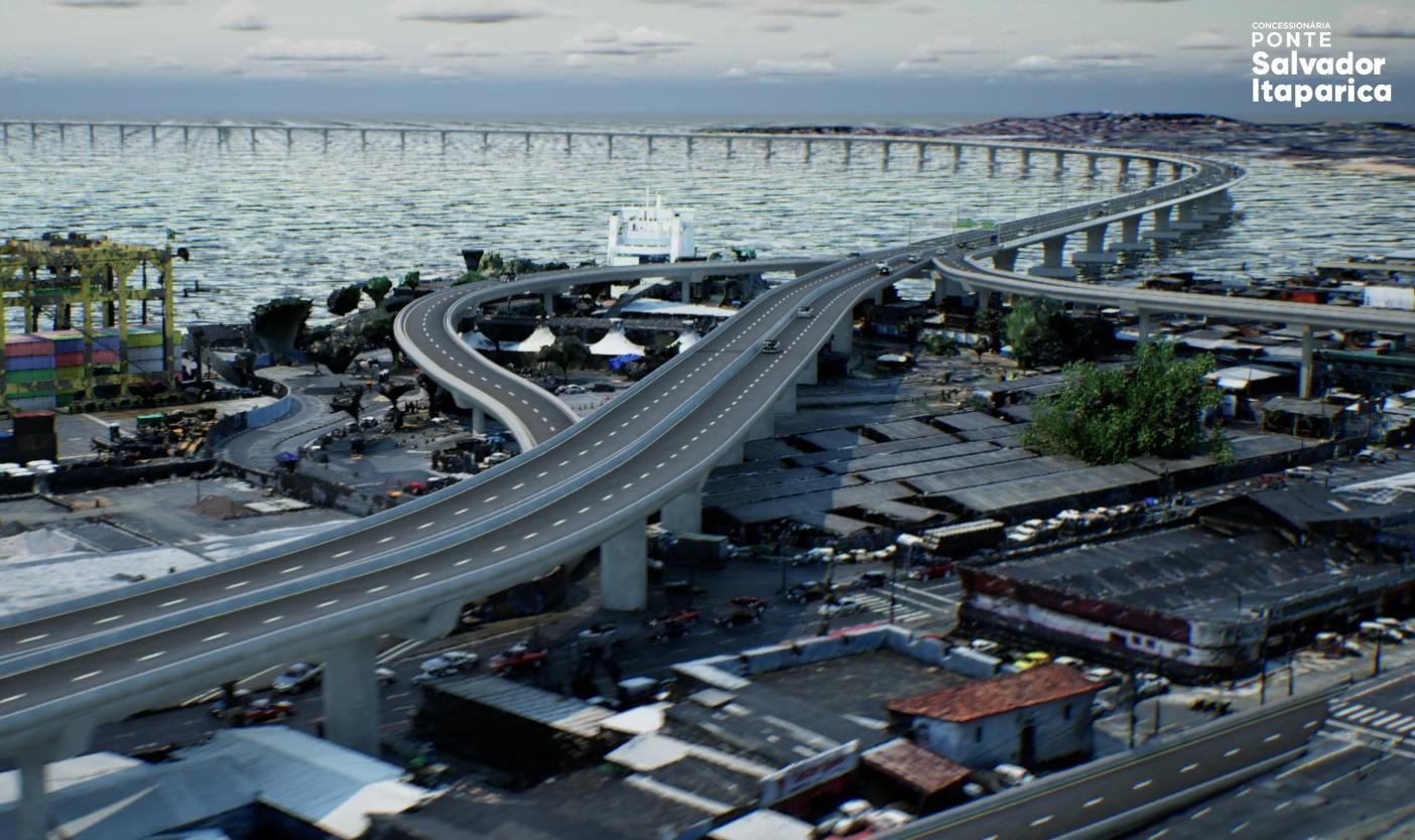 Projeto da Ponte Salvador-Itaparica mostra novos acessos viários na capital e em Vera Cruz; veja imagens em 3D
