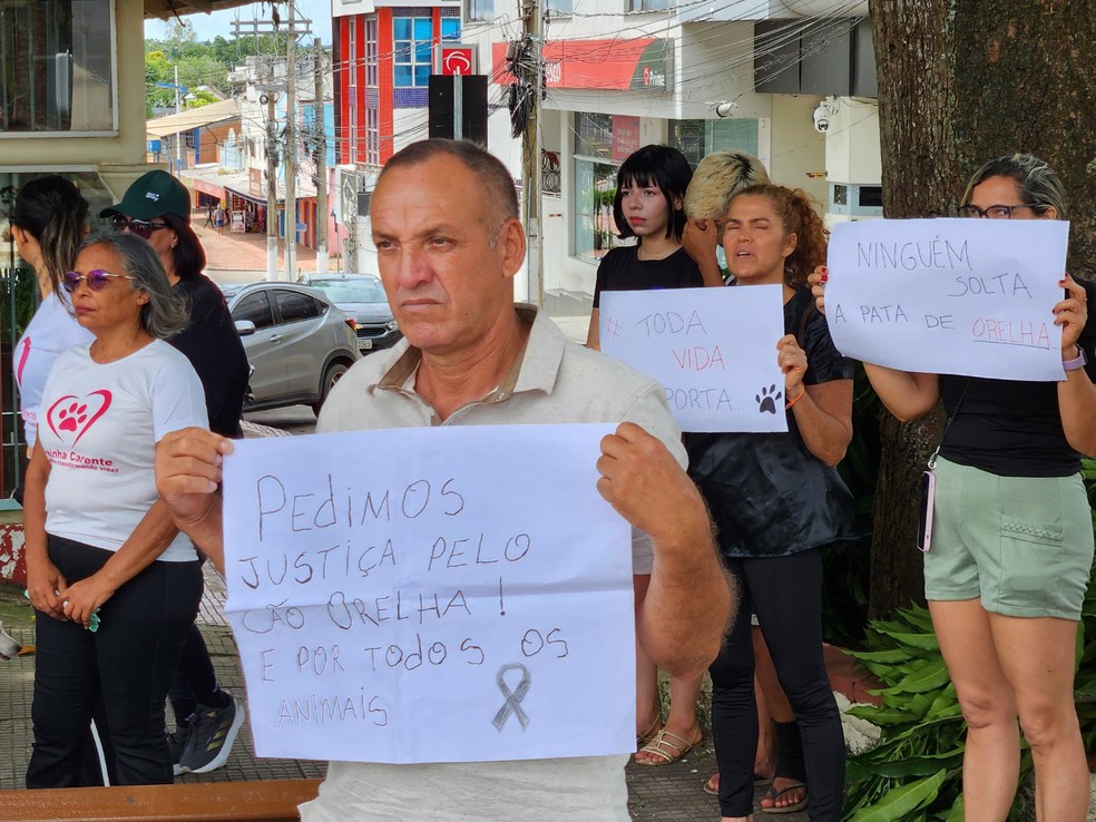 Protesto em Rio Branco pede justiça pelo assassinato do cão Orelha — Foto: Lucas Thadeu/Rede Amazônica Acre