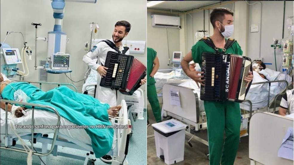 Mickael Itallo toca em hospitais de Fortaleza e de Sobral — Foto: Reprodução