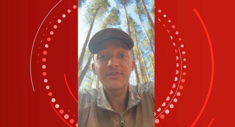 Lucas compartilha nas redes sociais medo de ir para linha de frente do conflito — Foto: Arquivo pessoal