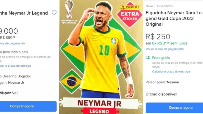 Figurinha Neymar Jr Gold Copa 2022