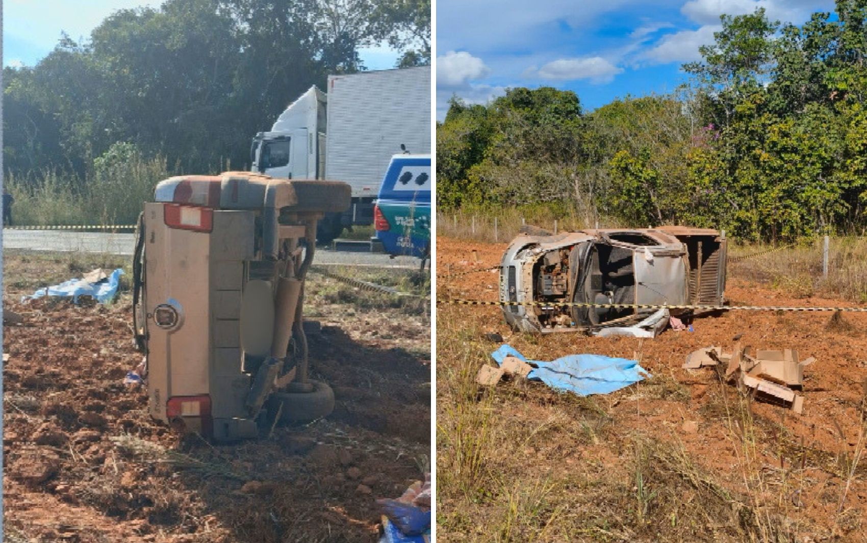 Pai e filha morrem após carro sair da pista e capotar na GO-210