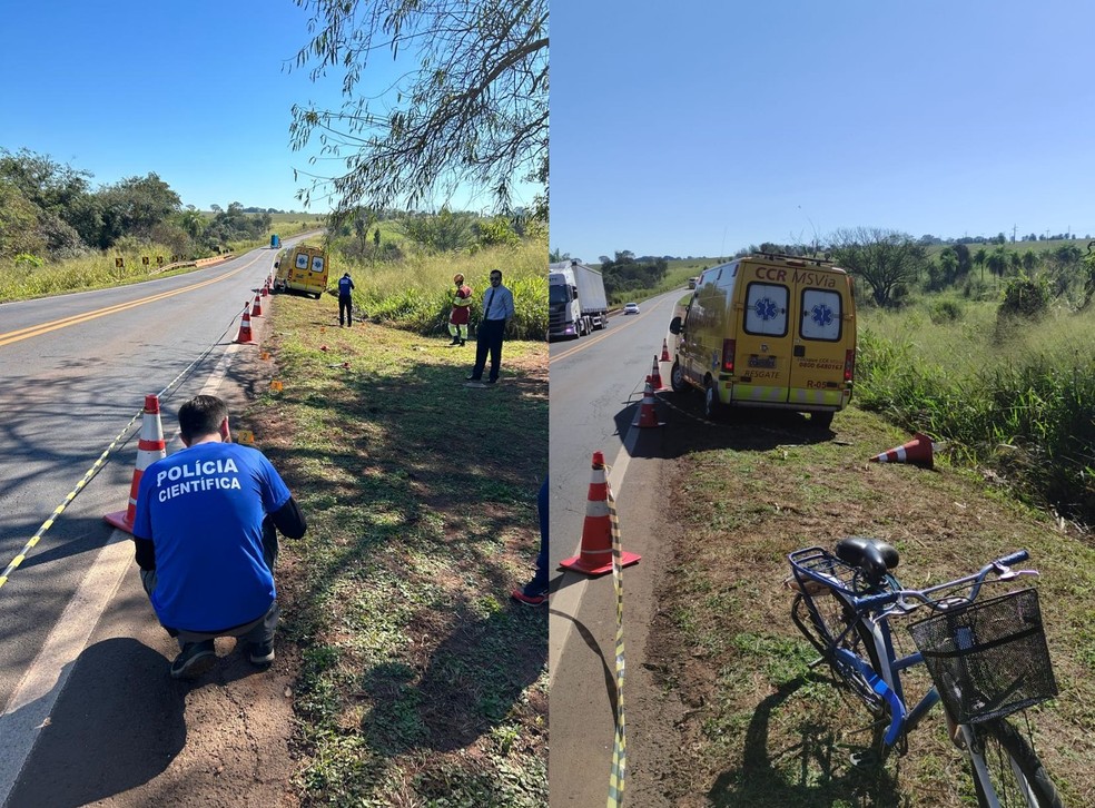 Ciclista é encontrado morto em rodovia federal.  — Foto: PCMS/Reprodução