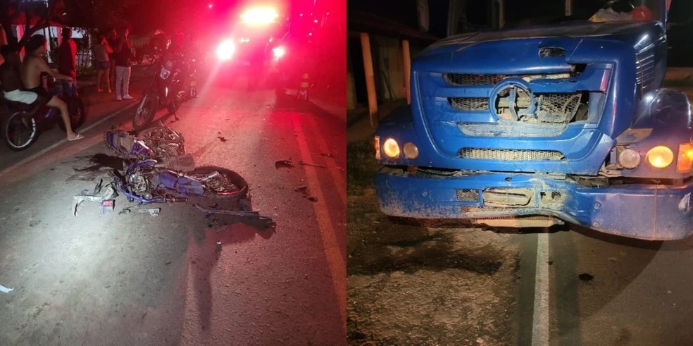 Colisão entre moto e caminhão deixa uma pessoa morta na BR-222 em Vargem Grande — Foto: Divulgação/Polícia Rodoviária Federal