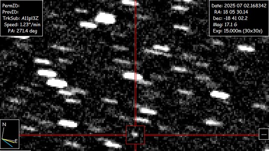 Astrônomos descobrem 3I/ATLAS, 3º objeto interestelar a visitar nosso Sistema Solar; entenda - Trajetória indica que cometa "não orbita o Sol, mas vem do espaço interestelar e retornará para lá", segundo especialista da Agência Espacial Europeia.
