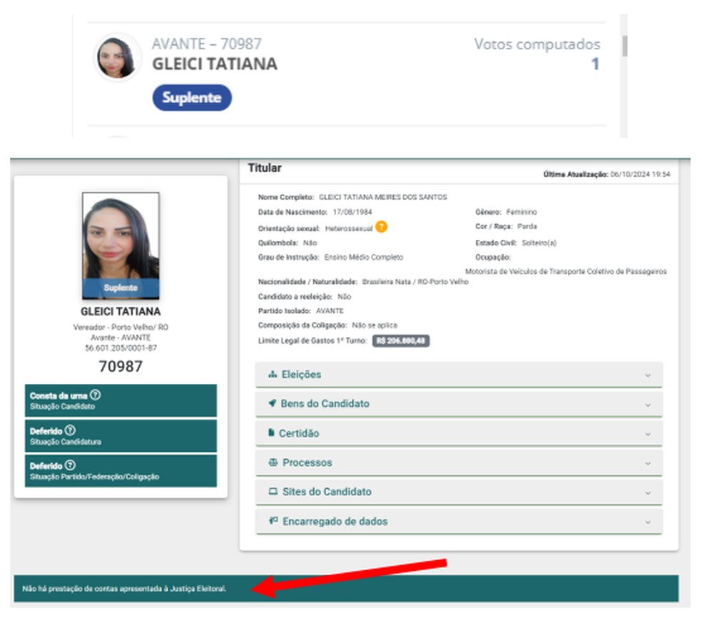 Ex-candidata teria desistido da campanha — Foto: - Ministério Publica Eleitoral (MPE)