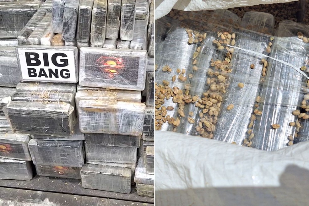 Receita Federal apreende mais de 800 kg de cocaína em carga de café no Porto de Santos, SP — Foto: Receita Federal/Divulgação