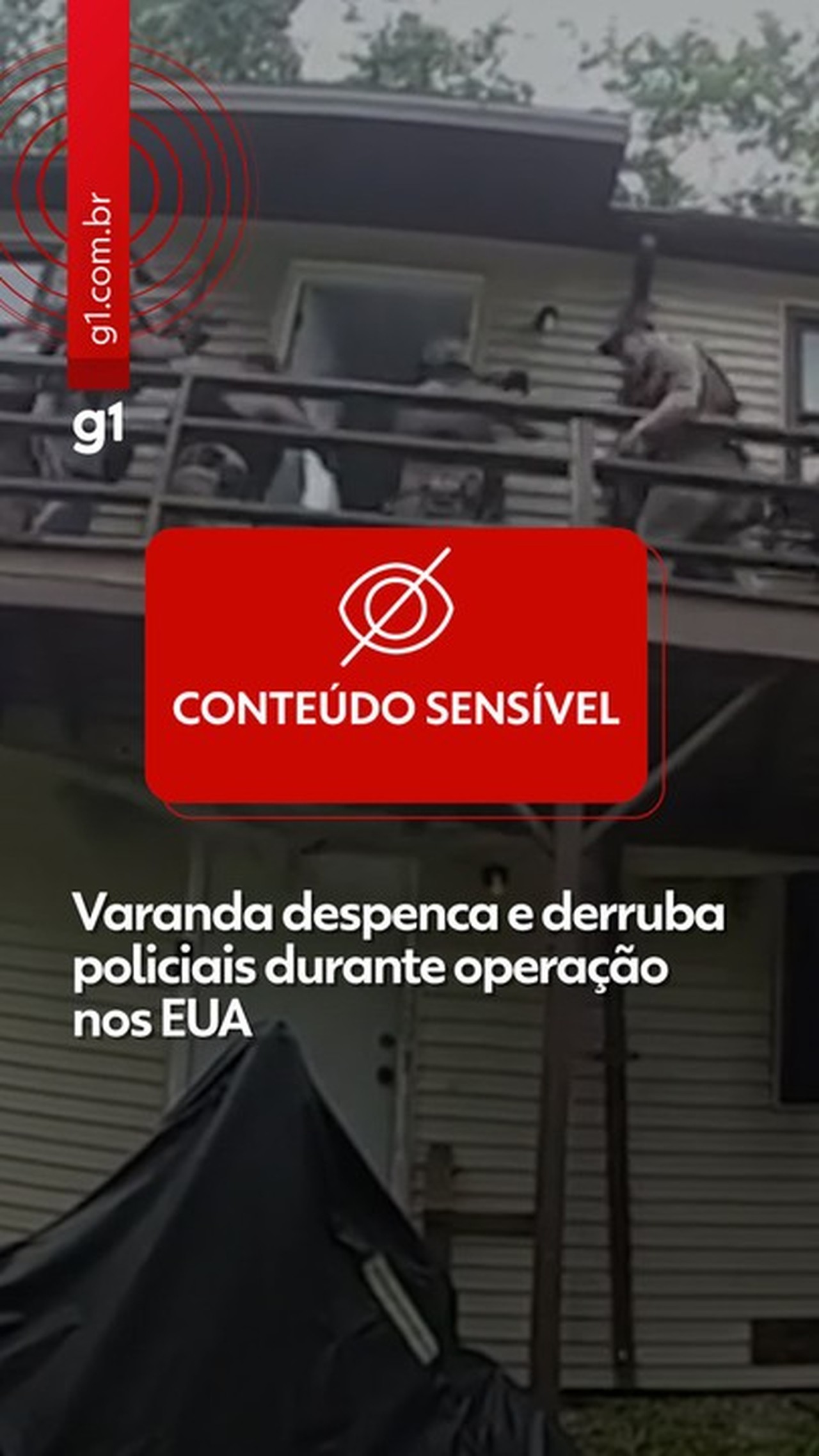Varanda despenca e nove policiais caem durante operação nos EUA; VÍDEO mostra momento