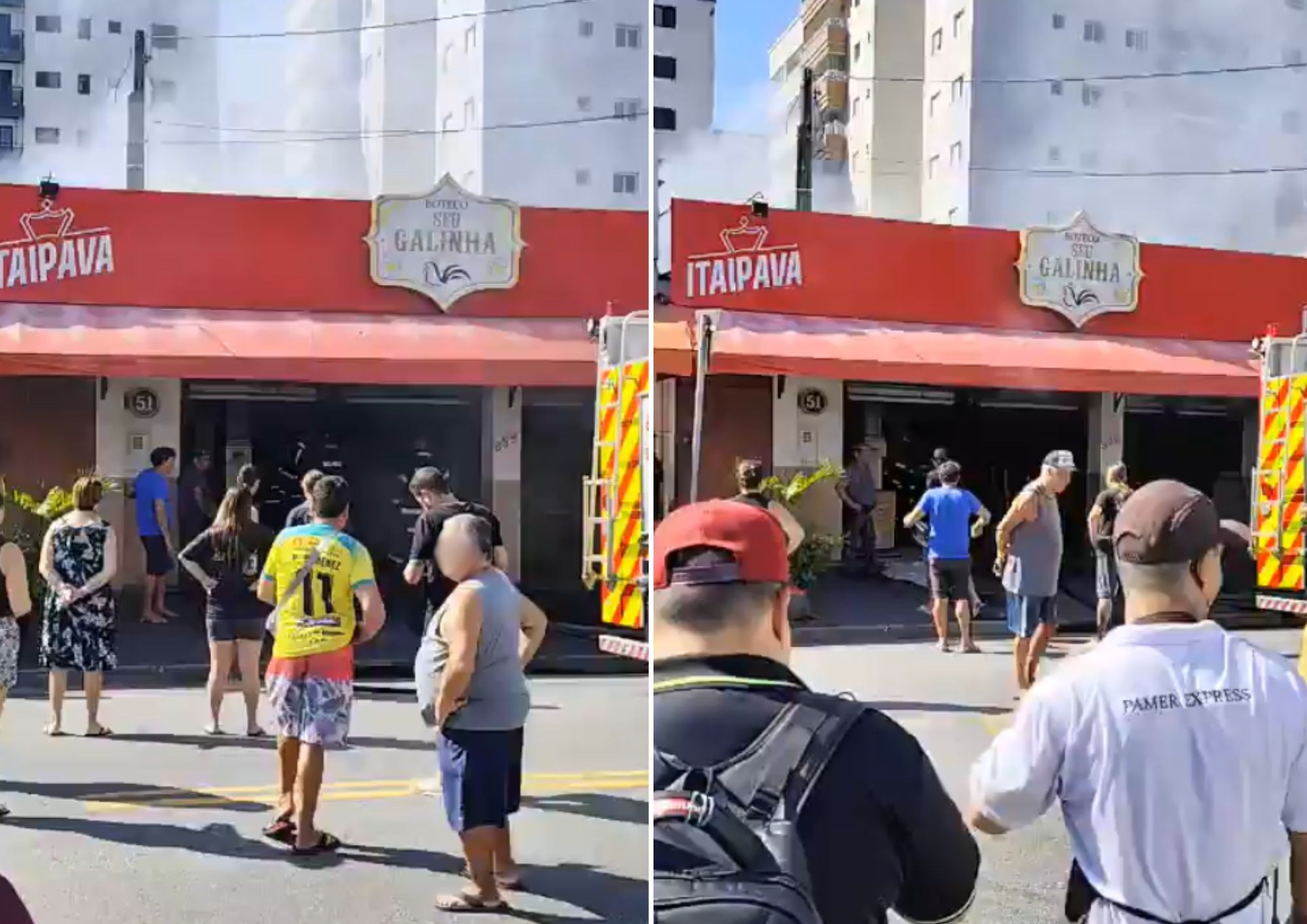 Incêndio atinge restaurante no litoral de SP; VÍDEO