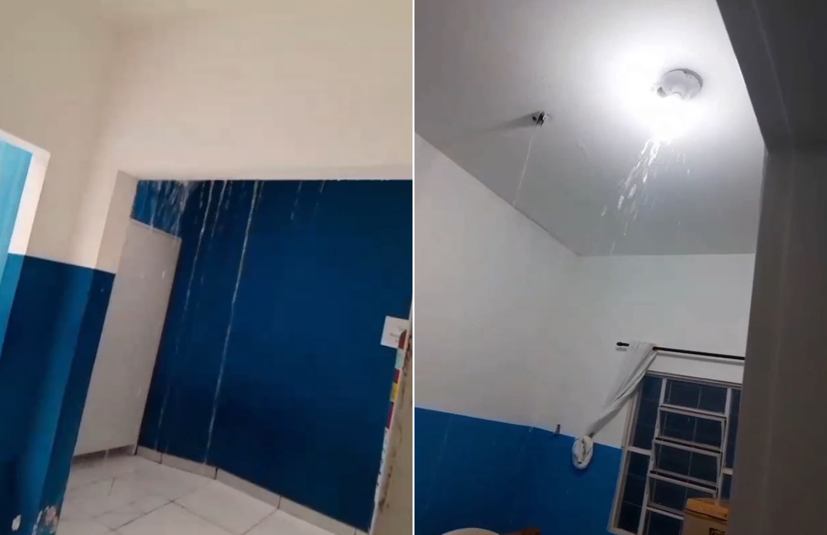 Posto de saúde em Serra Azul, SP, fica alagado após 'cachoeira' se formar no teto durante chuva