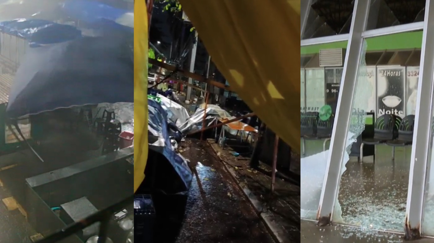 Temporal causa estragos em feiras livres do Paraná e quebra vidros de rodoviária