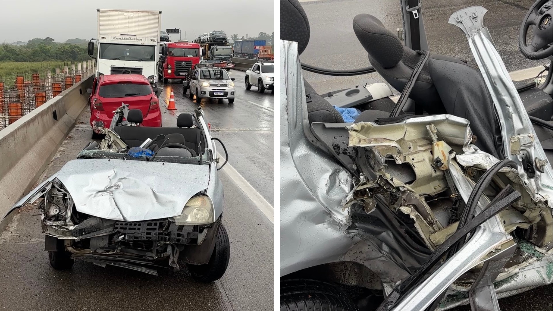 Batida entre dois carros e caminhão deixa mulher morta no Rodoanel