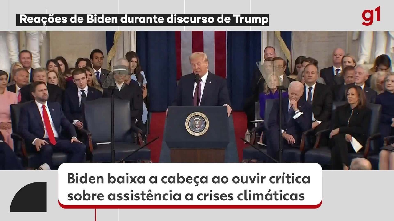 Veja as reações de Joe Biden durante o discurso de posse de Trump
