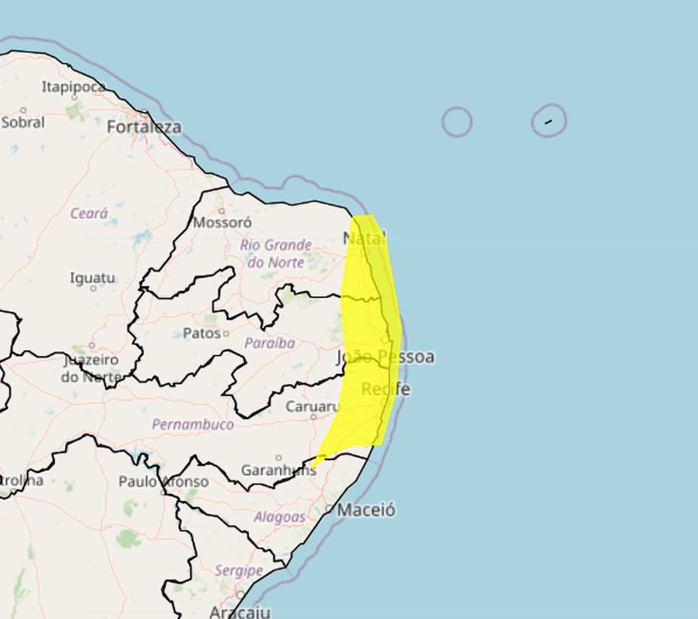 Chuva atinge Natal e outras cidades do RN — Foto: Divulgação/Inmet