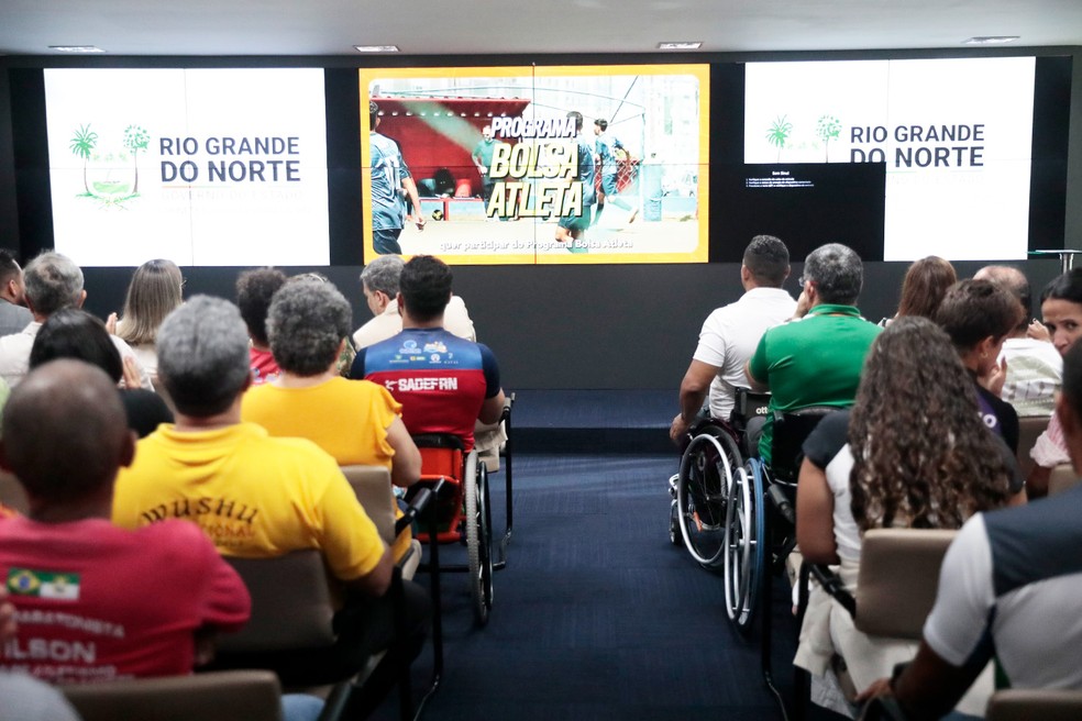Evento lançou programa Bolsa Atleta Potiguar nesta semana, no RN — Foto: Carmem Félix