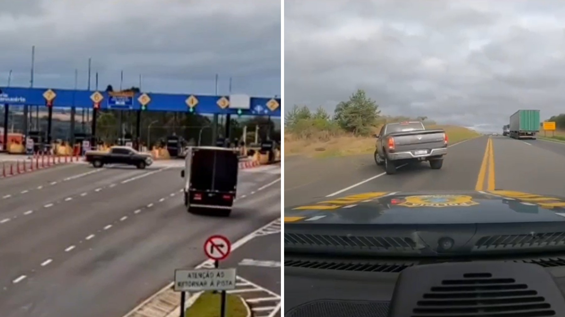 VÍDEO: motorista dá a ré em pedágio pra tentar fugir da polícia, é perseguido e pego com uma tonelada de maconha em Ram, no Paraná