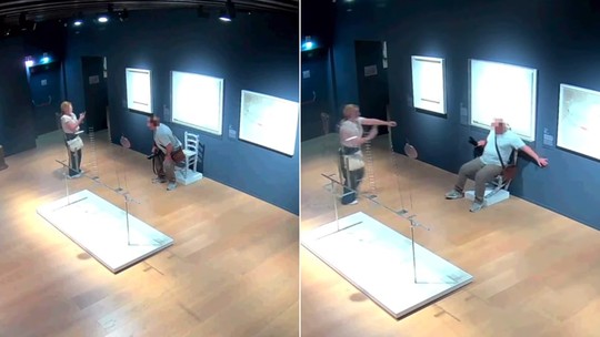 Museu processa homem que quebrou cadeira de cristais - Obra de arte se desmontou depois que homem se sentou para tirar foto. Museu disse que visitantes esperaram funcionários saírem do local e foram indiferentes ao que aconteceu.