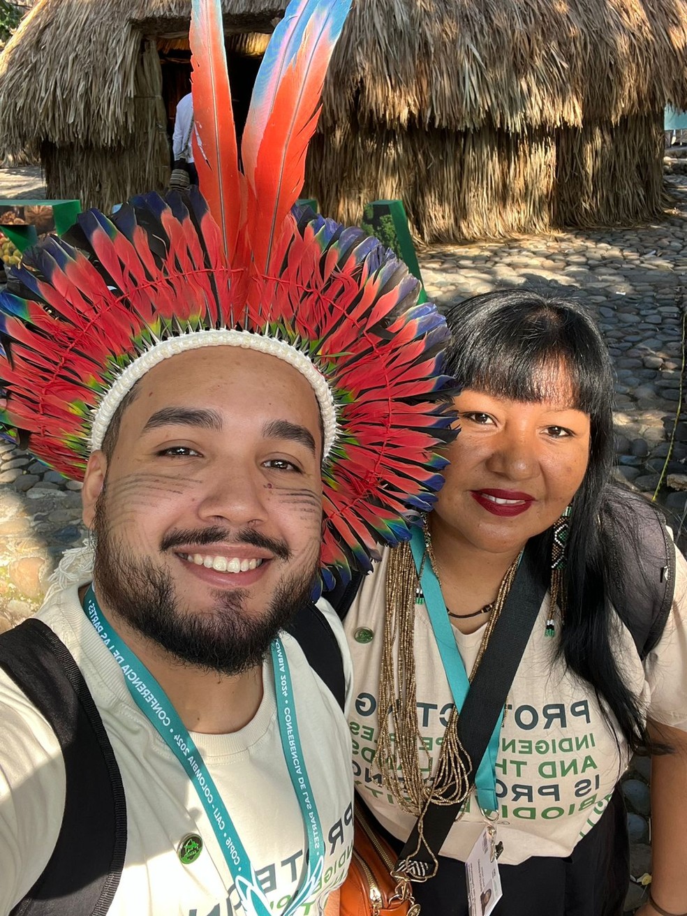 Wuriu Manchineri participa da Conferência das Nações Unidas sobre Biodiversidade em Cali na Colômbia — Foto: Arquivo pessoal